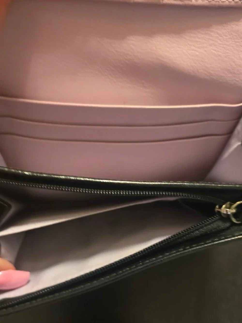 COACH Black and White Signature Patent-Trim Wallet